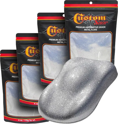 Vista 31 de Custom Shop - Plata a arco iris- 4 onzas de microescamas holográficas de metal de 0.004 pulgadas de tamaño de 100 micrones - Resistente a los rayos