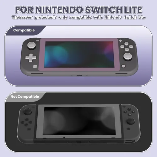 Vista 3 de eXtremeRate 2 Pack Dark Grayish Violet Border Transparent HD Saver Protector Film, Tempered Glass Screen Protector for Nintendo Switch Lite