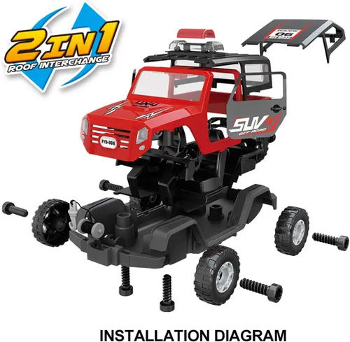 Vista 5 de FYD 2in1 Take Apart Jeep Car STEM Learning Assembly Playset with Functional Battery-Powered Drill - Early Childhood Developmental Skills
