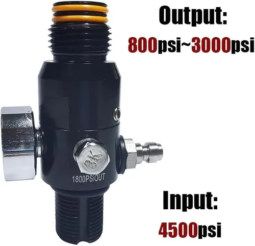 Vista 4 de Válvula reguladora HPA para Paintball Airsoft PCP Aire comprimido CO2 Nitrógeno Cilindro Tanque Botella 4500psi Entrada, Salida 800psi 1800psi