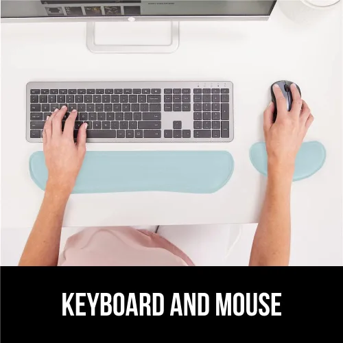 Vista 8 de Gorilla Grip - Reposamuñecas ergonómico de espuma viscoelástica de gel suave para teclado y mouse, antideslizante, para aliviar el dolor al Azul