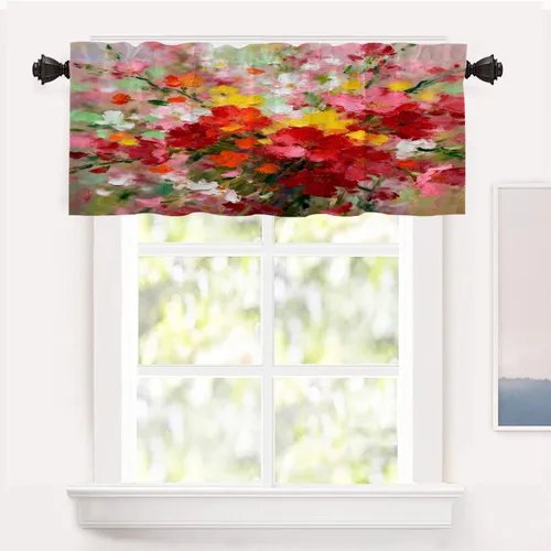 Vista 14 de Shrahala Cenefas de cocina con rayas clásicas azules, cortinas blancas para media ventana, tratamiento de ventana de poliéster multicapa para sala