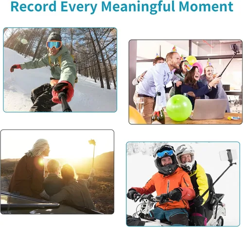 Vista 7 de Palillo de aluminio extensible para selfie/monopié, compatible con GoPro Hero 10 9 8 7 6 5 4 3 2 Fusion Max, OSMO Action, AKASO, SJCAM cámara