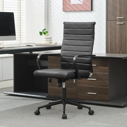 Okeysen Silla de escritorio de oficina, sillas de sala de conferencias, silla giratoria ejecutiva ergonómica moderna, altura ajustable, de piel