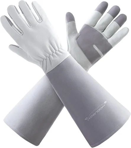 Vista 12 de HLDD HANDLANDY Long Gardening Gloves for Women Men - Leather Rose Pruning Gloves Thorn Proof - Breathable Working Glove