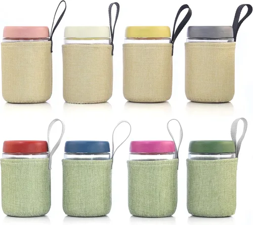 Vista 14 de Tarro de aderezo de ensalada de 2 onzas, paquete de 8, hermético, a prueba de fugas, pequeño tarro de salsa de vidrio con tapas, reutilizable