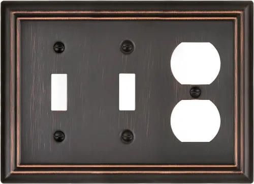 Vista 9 de Combinación de bronce envejecido 1 interruptor/1 placa de pared ciega, paquete de 1 cubiertas metálicas ciegas para interruptor de luz, 2