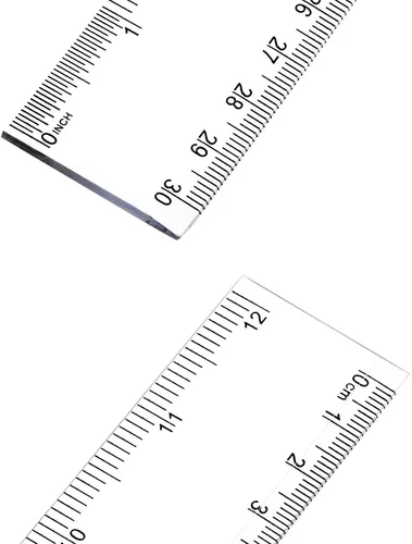 Vista 4 de Paquete de 60 reglas de plástico transparente, reglas estándares/métricas de 12 pulgadas, herramienta de medición recta para estudiantes, escuela