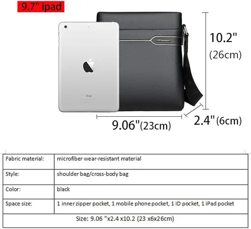 Vista 2 de Men's Leather Shoulder Bag, Men Purse Messenger Bag Business Shoulder Bag Crossbody Briefcase