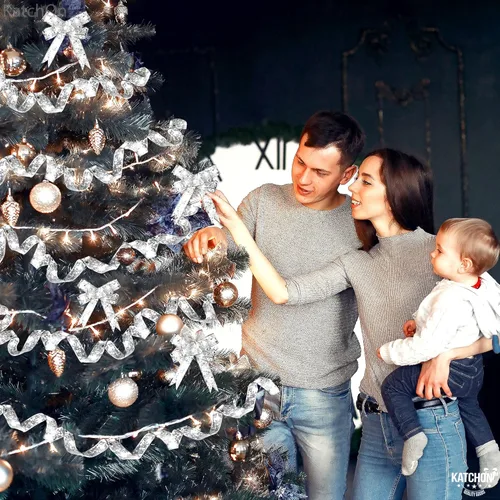 Vista 2 de Luces de cinta de Navidad para árbol, 33 pies, 100 luces LED a pilas, luces de hadas de cinta de Navidad, decoración de árbol de Navidad, luces