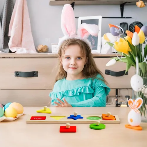 Vista 7 de Primer Rompecabezas de Formas de Madera con Perillas Jumbo para Niños Pequeños de 1-3, Juguetes de Rompecabezas Montessori para Niños de 1-2 Años