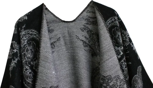 Vista 109 de Urban CoCo Poncho de colores para mujer, chal con frente abierto, color en bloques