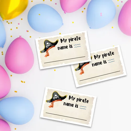 Vista 3 de What is Your Pirate Name Game - Tarjetas de actividad pirata, ideas de suministros de decoración, letrero de fiesta de cumpleaños pirata para niños