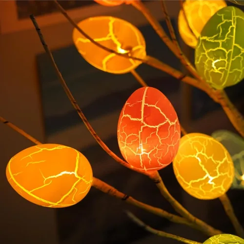 Vista 70 de Lámpara de árbol de Pascua iluminada, decoración de Pascua para mesa, mini árbol de abedul artificial, decoración de bonsái para dormitorio, mesita