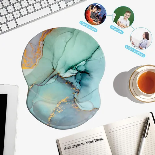 Vista 5 de Alfombrilla para mouse con soporte de muñeca, almohadilla antideslizante para mouse para oficina, computadora, laptop y Mac, cómoda y ligera