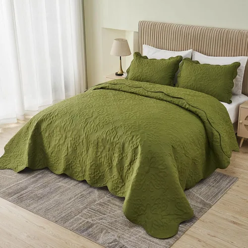 Vista 20 de Kingnex Juego de colcha de tamaño King, suave, ligera, acolchada, 3 piezas, 1 edredón y 2 fundas de almohada, color gris oscuro