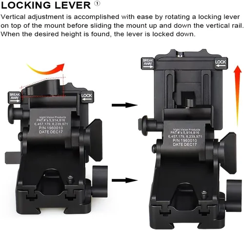 Vista 3 de PVS - Gafas de visión nocturna con brazo 14 J NVG, montaje de casco de metal, soporte de rinoceronte, compatible con todos los modelos de PVS14