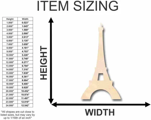 Vista 2 de Monumento de París con forma de torre Eiffel de madera sin terminar artesanía hasta 46" DIY 3" / 1/2
