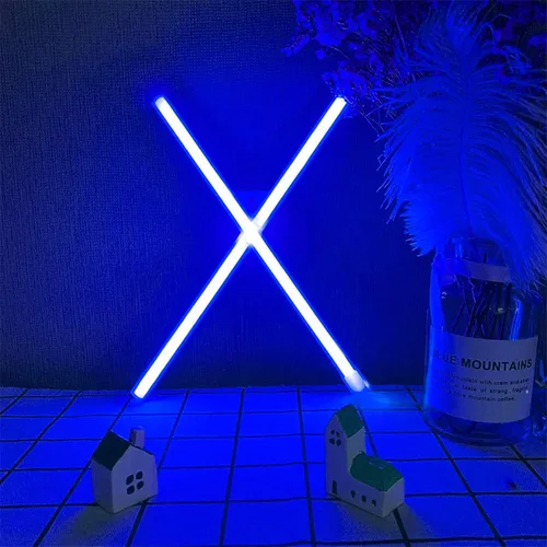 Vista 28 de Letras de neón azules, letreros LED que funcionan con pilas, luces LED del alfabeto, letrero de marquesina, letras decorativas de marquesina, luces