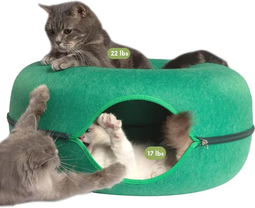 Vista 38 de Cattasaurus Peekaboo - Cueva para gatos, extra espaciosa para múltiples y grandes gatos de más de 12 libras, camas desmontables para gatos