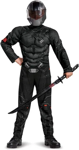 Vista 6 de Disfraz de ojos de serpiente para niños, disfraz oficial de GI Joe con músculos y máscara