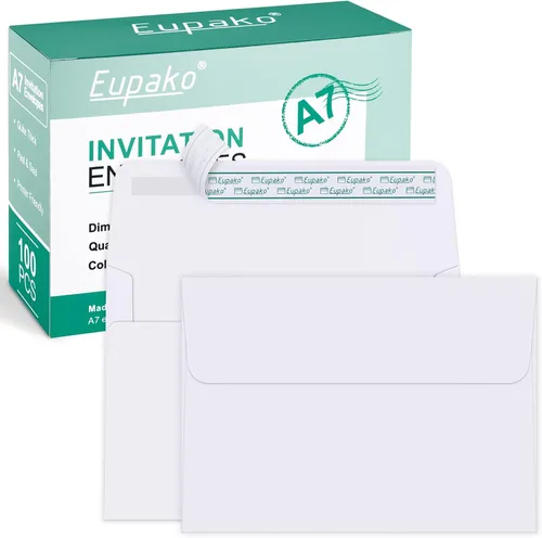 Vista 10 de Eupako Sobres de papel marrón A2, paquete de 100 sobres de invitación de 4.375 x 5.75 pulgadas, autosellados para RSVP, boda, notas