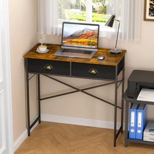 Vista 10 de DAOUTIME - Escritorio negro para escribir para dormitorio de niños, escritorio pequeño de 31.5 pulgadas para computadora para espacios pequeños