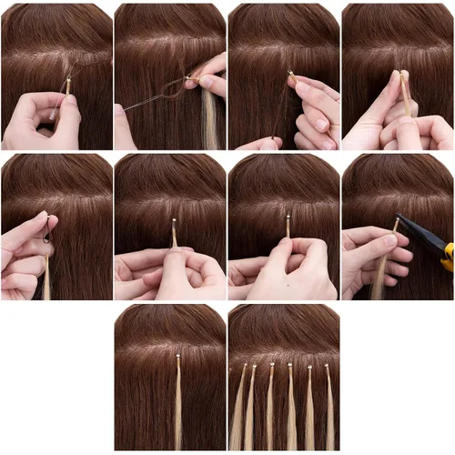 Vista 5 de Hairro Silicona Nano Anillo Perlas 200pcs 0.118 in Para Nano Link Cabello Kertain Cabello Humano Extensiones Beige