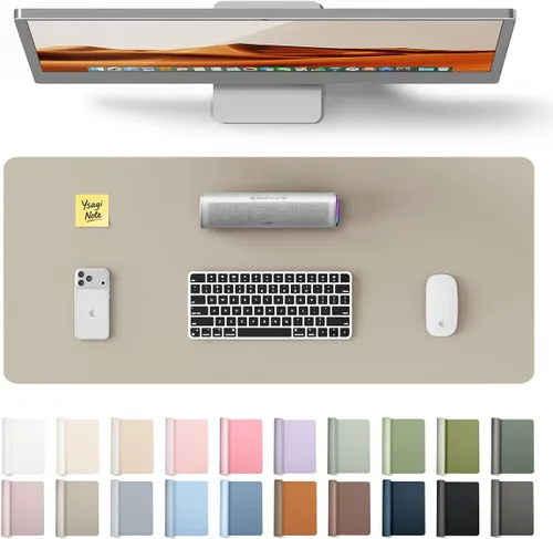 Vista 114 de YSAGi Protector de escritorio de cuero, tapete de oficina, alfombrilla grande para mouse, secante de cuero PU antideslizante, escritorio