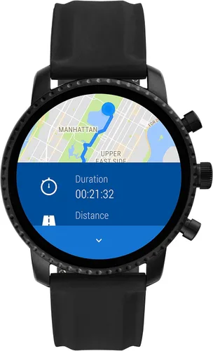 Vista 6 de Fossil Gen 4 Explorist HR - Reloj inteligente con pantalla táctil de acero inoxidable y silicona color negro liso modelo BQD1000