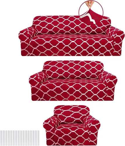 Vista 14 de Peryiter - Juego de 2 fundas para sofá para sala de estar, protector de muebles para sofá y sofás de dos plazas, sillón, funda elástica ajustada