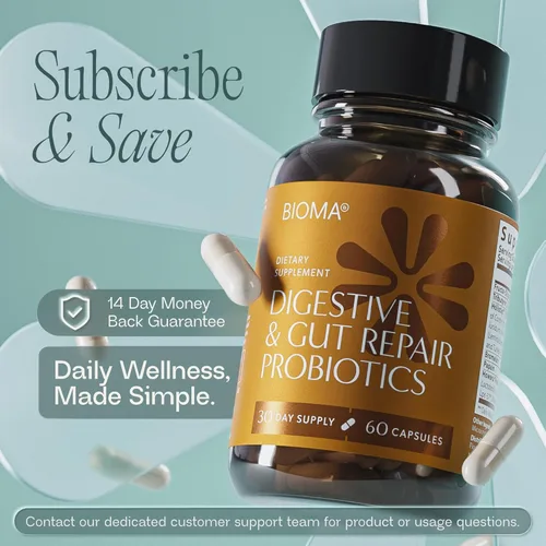 Vista 8 de BIOMA Suplemento de probióticos digestivos y reparadores intestinales (60 cápsulas, suministro para 1 mes)
