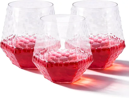 Vista 12 de Goodluck 40 piezas de copas de vino y whisky de plástico sin tallo de diamante, 12 onzas, copas de cóctel desechables, adecuadas para bodas, fiestas