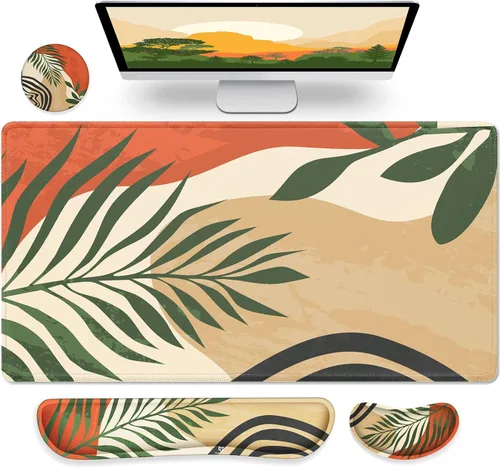 Vista 26 de Gimars Juego Mejorado Ampliado de Almohadilla de Apoyo para Muñeca de Teclado de Espuma Viscoelástica de Gel, Diseño Ergonómico Cómodo