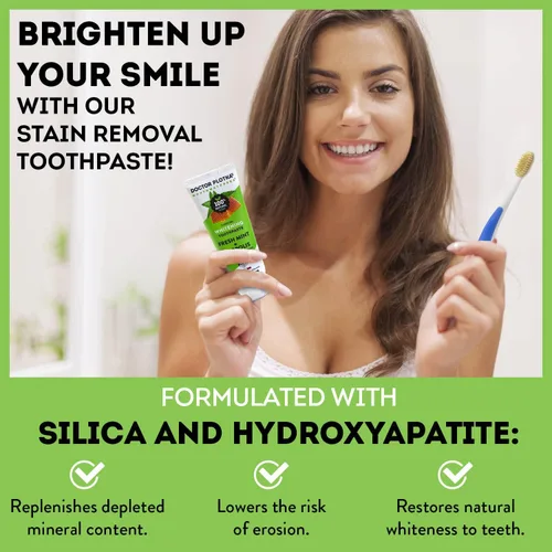 Vista 2 de Pasta de dientes sin flúor, pasta de dientes hidroxiapatita para adultos, propóleos orgánicos, ingredientes de origen natural para blanquear