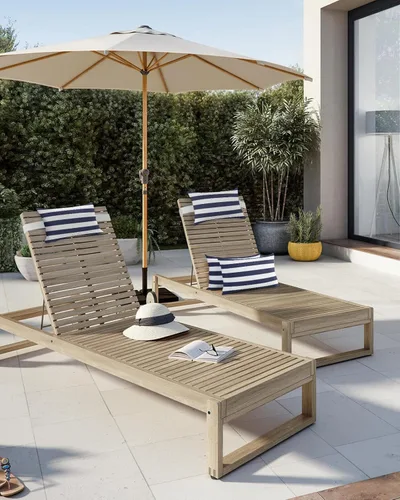 Vista 5 de Almohadas reclinables para la cabeza con inserto, almohadas lumbares de rayas azules y blancas con correa ajustable, almohadas de patio impermeables