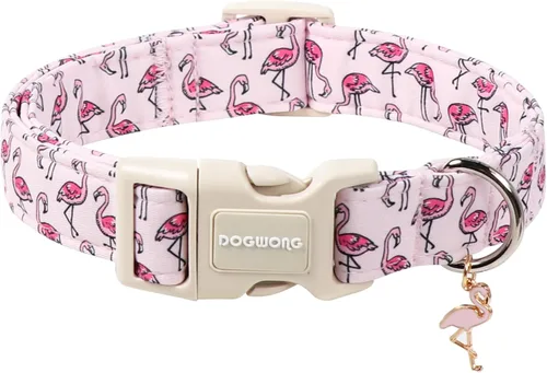 Vista 156 de DOGWONG Collar de algodón y cáñamo para perros, collar rosado resistente ajustable de tela natural suave para mascotas, lindo collar de boda