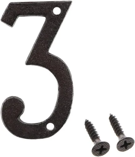 Vista 30 de Número de dirección de 3 pulgadas, números de casa para exterior, decoración de buzón de puerta de jardín de metal de hierro fundido con tornillos, 0