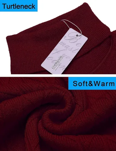 Vista 5 de COOFANDY Suéter de cuello alto ajustado para hombre, suéter casual de punto con patrón de torsión básica