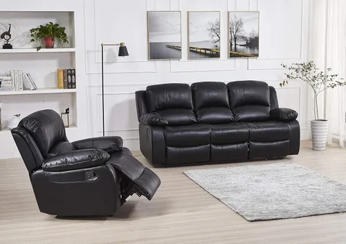 Vista 11 de Betsy Furniture 8018 - Juego de sillón reclinable de cuero reconstituido, para sala, sofá reclinable, sofá de dos piezas y sillón de cuero