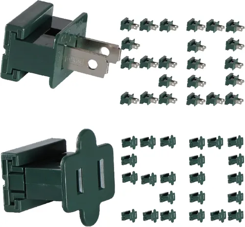 Vista 8 de SPT-1 Vampire Plugs 20 piezas Negro – Enchufe deslizante hembra y macho, enchufe eléctrico de repuesto para luces de decoración de Navidad