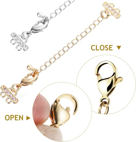 Vista 7 de SEWACC Cierre de capas de collar, 10 piezas, múltiples hebras, conector de collar con cierres de langosta para fabricación de joyas de bricolaje