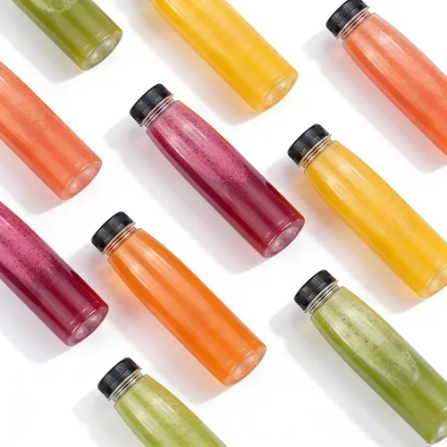 Vista 5 de Holotap Paquete de 54 botellas de plástico de 7 onzas con tapas, botellas vacías de plástico desechables para jugos de PET a granel para líquidos