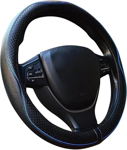 Vista 8 de Funda para volante, accesorios de automóvil, fundas de cuero de microfibra para volante de automóvil, protector universal de 15 pulgadas