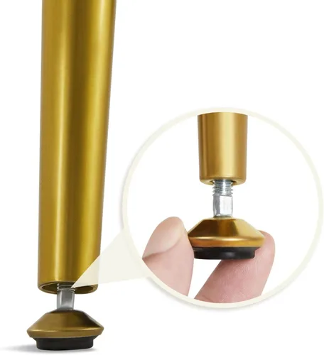 Vista 8 de Topeakmart Banco de comedor, banco tapizado con botones y base de metal dorado para cocina, sala de estar, entrada, color rosa