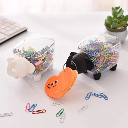 Vista 9 de Caja de almacenamiento creativa a prueba de polvo, para papelería de oficina, palillos de dientes, hisopos de algodón, etc. (elefante) (negro)