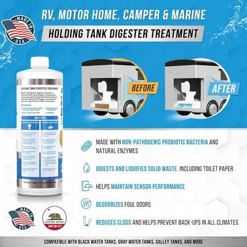Vista 2 de Tratamiento para tanque negro de RV, productos químicos para inodoro - 16 tratamientos Digestor de desechos para tanque de retención, tanque