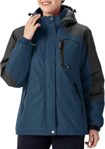 Vista 7 de Rdruko Chaqueta de esquí impermeable para mujer, resistente al viento, para snowboard, trabajo, para uso en invierno