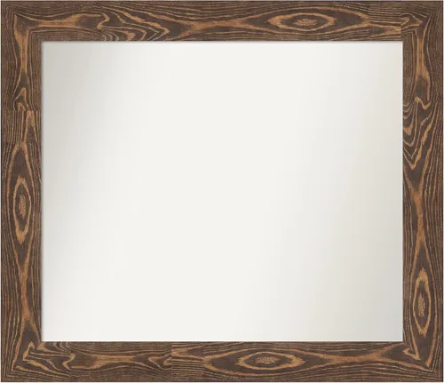 Vista 269 de Amanti Art Espejo de baño marrón para sobre fregadero, 26 x 26 pulgadas, espejo de tocador cuadrado marrón rústico Alexandria, marco de madera