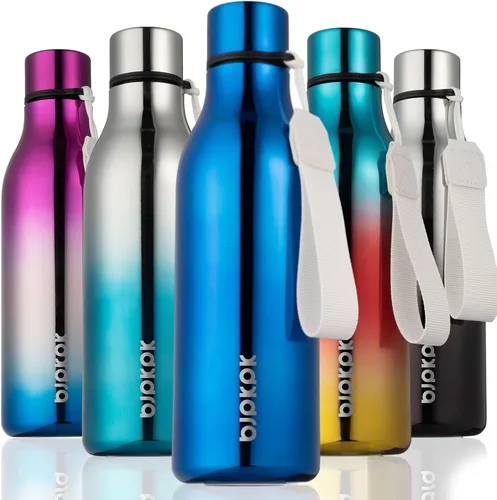 Vista 81 de BJPKPK - Botellas de agua aisladas, botella de agua de metal de acero inoxidable de 25 oz con correa, jarras, tazas, frascos libres de BPA a prueba